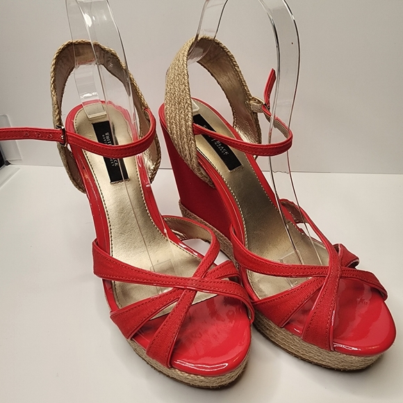NWOT White House Black Market Adaira Espadrille Wedge Heeled Sandals Red -No Box - Picture 3 of 7